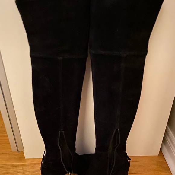 Thigh high Tory Burch Suede Black Boots - Picture 3 of 3